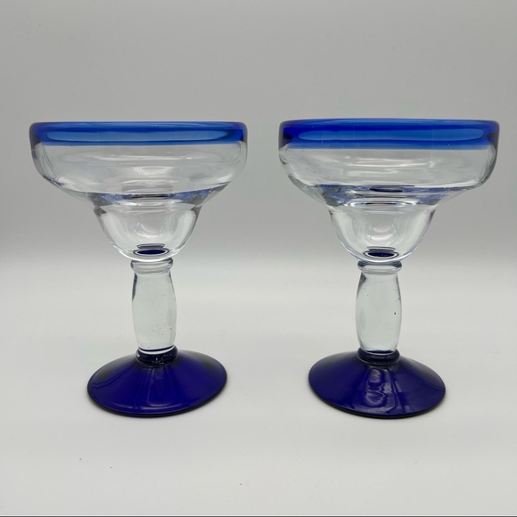 Libbey Dining Libbey Hand Blown Aruba Cobalt Blue Rim Base